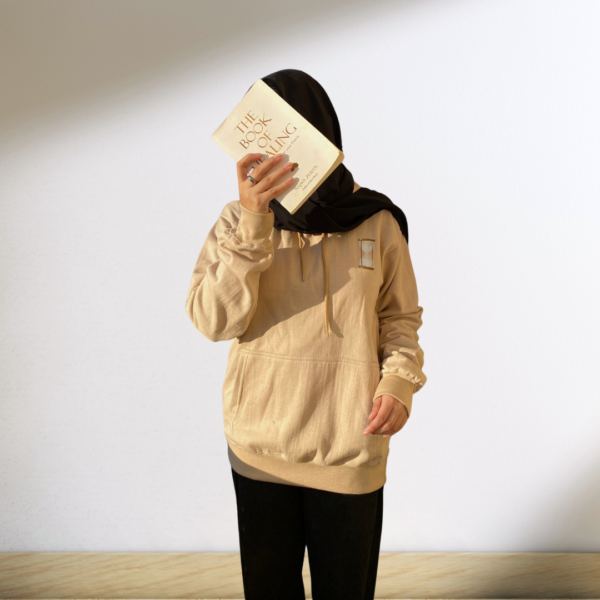 Hourglass Memories Time Aesthetic Beige Hoodie - Image 2