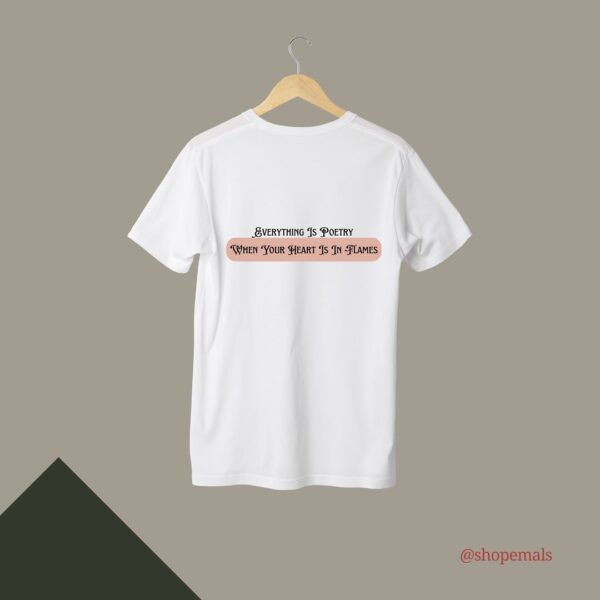 Heart is in flames aesthetic print white T-shirt - Image 2