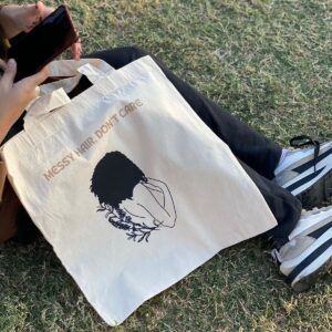 Messy hair dont care cotton tote bag