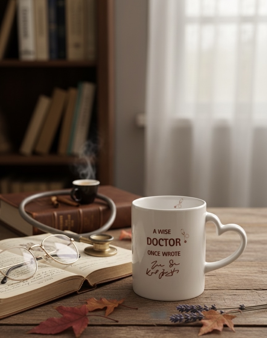 “A Wise Doctor Once Wrote…” Aesthetic White Ceramic mug for Doctors